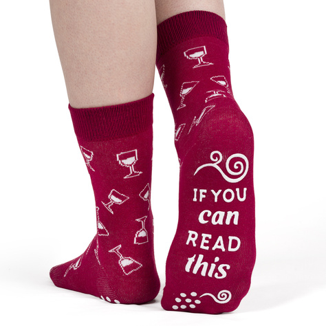 Set of 2x SOXO GOOD STUFF women's socks funny Red and White Wine in a gift bottle