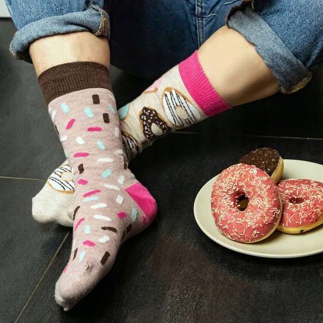 Set of 5x Colorful SOXO women's socks mismatched cotton funny Pizza
