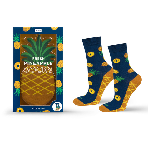 Women's Socks | Men's SOXO | Pineapple in a box | fun gift idea | Unisex