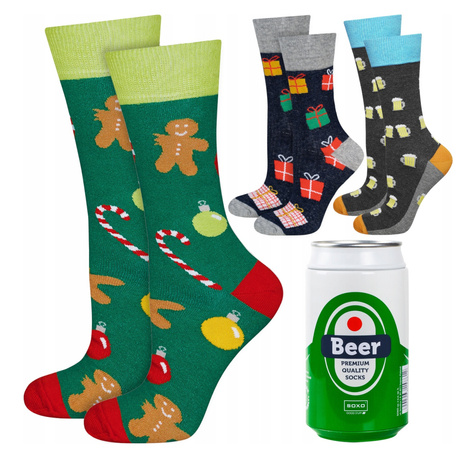 Set of 3x Colorful SOXO GOOD STUFF men's socks Christmas gift