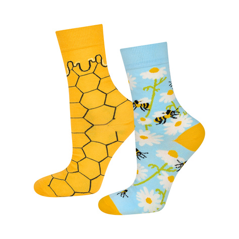 Women's Socks colorful SOXO GOOD STUFF funny pure bee honey in a jar with a gift for her