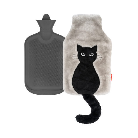 Hot water bottle SOXO cat with tail, gray 1.8 L