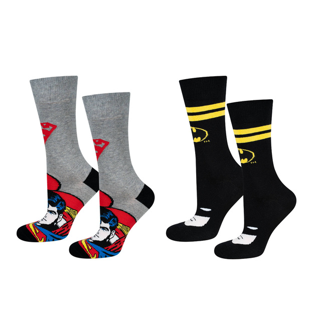 Set of 2x Colorful SOXO GOOD STUFF Batman and Sperman DC Comics socks