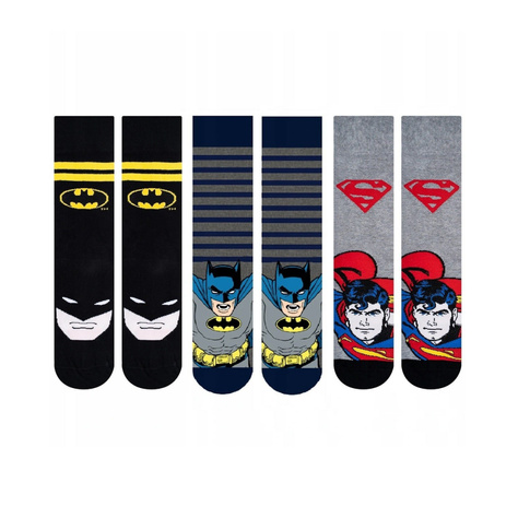 Set of 3x Colorful SOXO GOOD STUFF Batman and Superman DC Comics socks