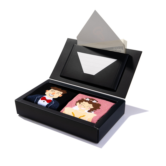 Set of 2x men's women's socks husband and wife in packaging