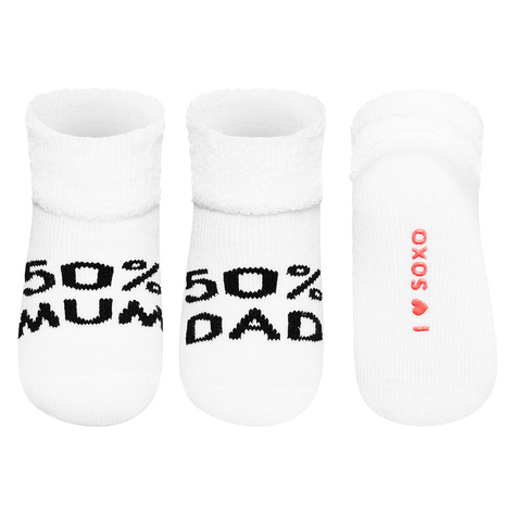 SOXO gray baby socks with inscriptions