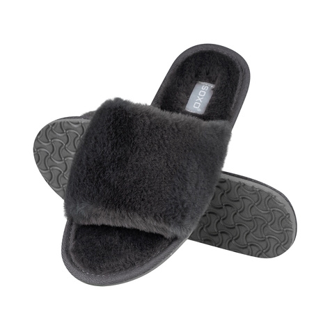 Women's slippers SOXO fur with a hard TPR sole