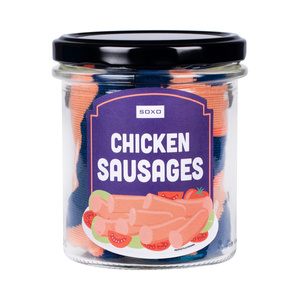 Men's colorful SOXO GOOD STUFF Chicken sausages socks in a jar funny cotton