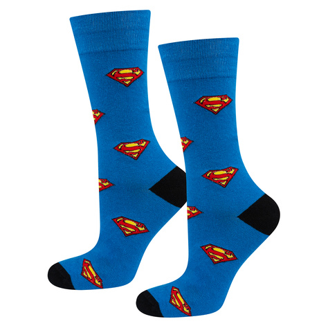 Set of 1x Colorful SOXO Superman socks and 1x Superman men's slippers