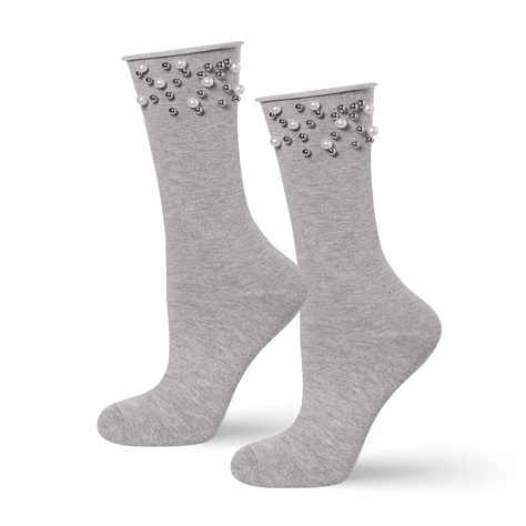 SOXO Women's socks with 'Pearls' grey