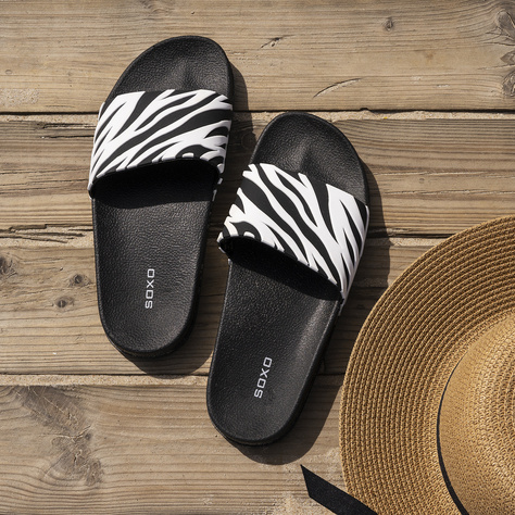 Comfort Women's and Men's Beach Flip-flops SOXO Zebra | Perfect for Beach Holidays and Swimming Pool | Rubber