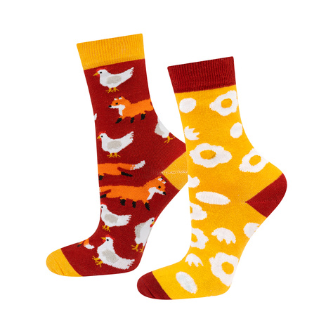 Women's colorful SOXO socks mismatched cotton hen and egg