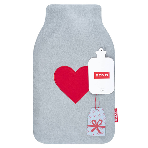 Gray hot water bottle and ladies socks in a wine bottle SOXO Valentine's day