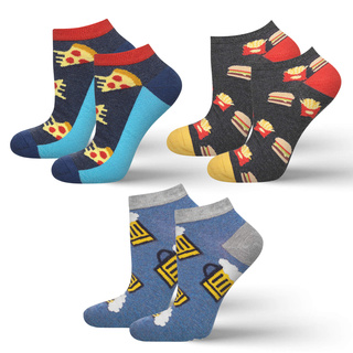 Set of 3x Colorful men's feet SOXO GOOD STUFF cotton pizza