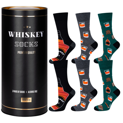 Set of 5x Colorful SOXO GOOD STUFF Socks Whiskey Tequila Vodka for a Gift