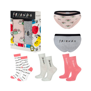 Set 2x SOXO Friends women's panties and 3x Friends women's socks | gift for her | pink