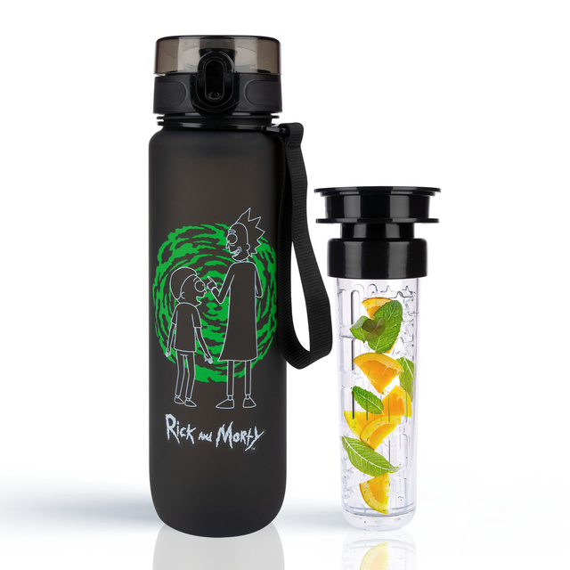 Water bottle 1L black | durable and practical | Rick and Morty