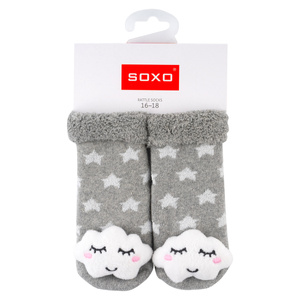 Set 3x Colorful SOXO baby socks with a rattle and ABS