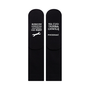 Men's long black SOXO socks with Polish inscriptions cotton funny