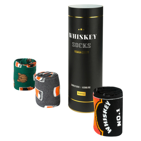 Skarpetki męskie kolorowe SOXO Whiskey w tubie - 3 Pary