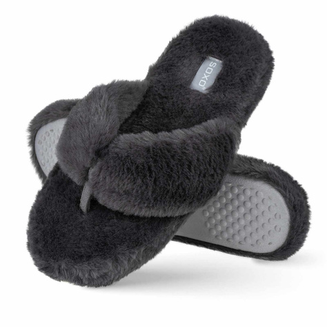 Women's slippers SOXO fur with a hard TPR sole