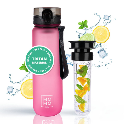 MOMO WAY Water bottle dark pink | ideal for travel | BPA free | Tritan