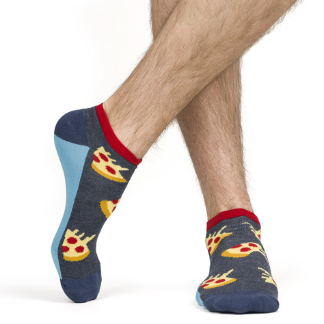 Set of 2x Colorful SOXO GOOD STUFF men's socks funny pizza