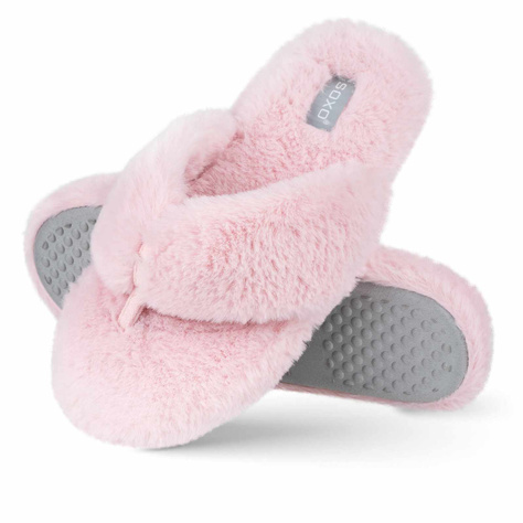 Women's slippers SOXO fur with a hard TPR sole