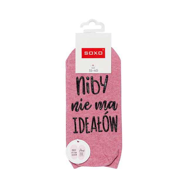 Pink SOXO women's socks with Polish inscriptions funny gift