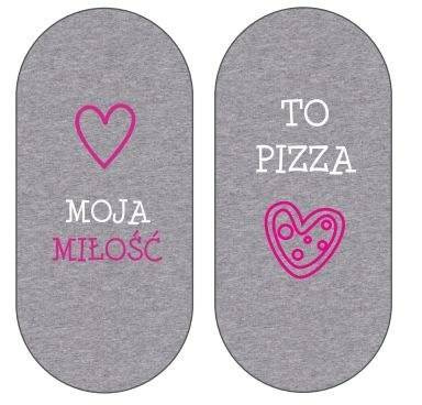 Gray Women's Long SOXO Socks with Polish inscriptions funny Pizza gift