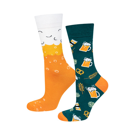 Men's colorful SOXO GOOD STUFF socks funny golden wheat beer in a can