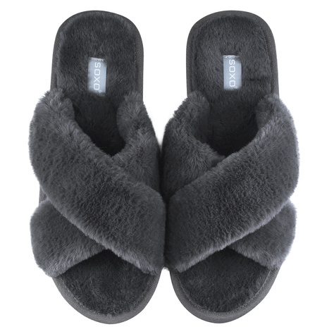 SOXO women's soft graphite slippers in gift box with stickers