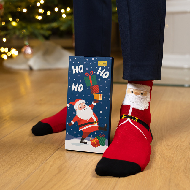 Santa Claus Socks in a Holiday Card
