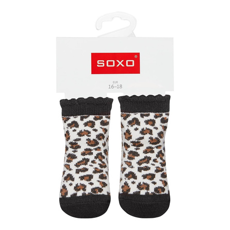 Black baby SOXO socks with leopard print