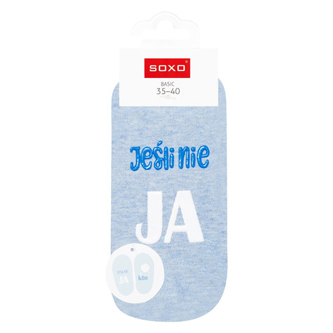 Blue long women's SOXO socks with funny Polish inscriptions cotton