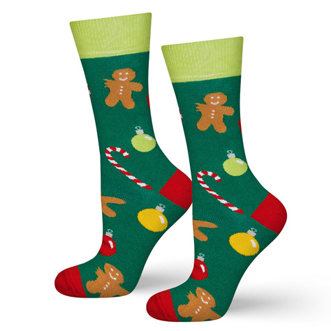 Funny Christmas socks SOXO GOOD STUFF for men with christmas decorations