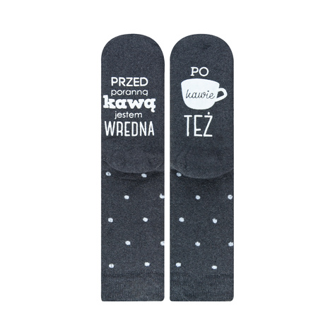 Dark long women's SOXO socks with Polish inscriptions funny terry gift