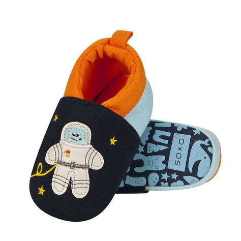 SOXO navy blue baby slippers with a cosmonaut and a rocket