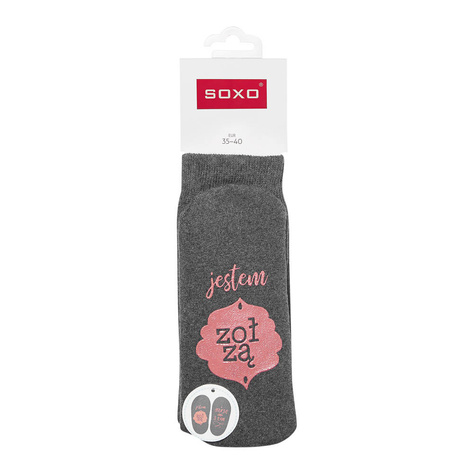 Set of 4x Colorful SOXO women's long socks with funny Polish inscriptions gift