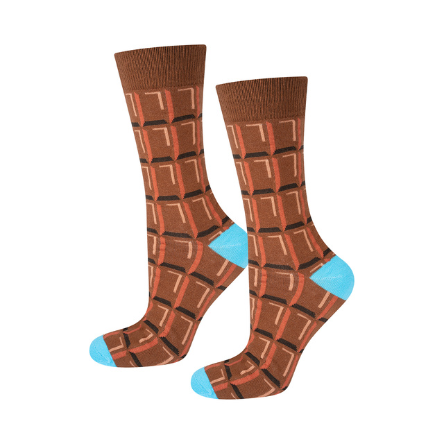 Colorful men's socks SOXO GOOD STUFF a bar of chocolate