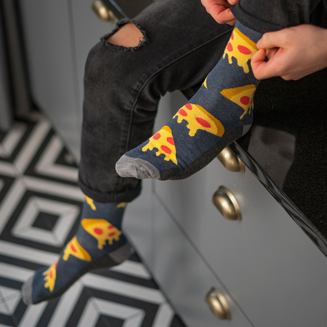 Men's colorful SOXO GOOD STUFF socks cotton pizza