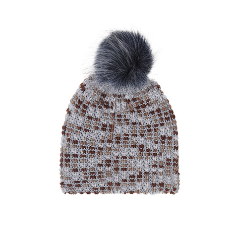 OUTLET Czapka damska szara SOXO zimowa beanie z pomponem