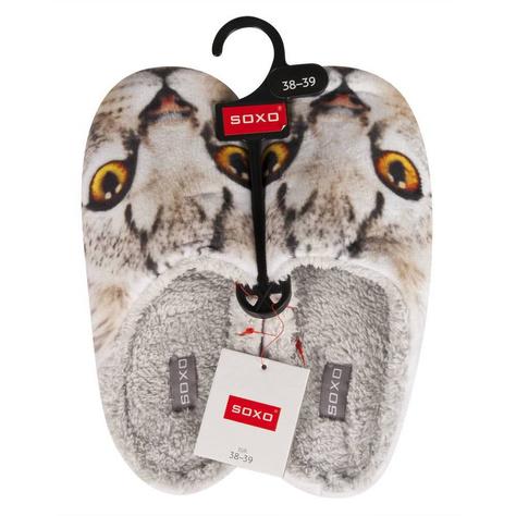 Women's SOXO slippers with a picture of a cat and a hard TPR sole