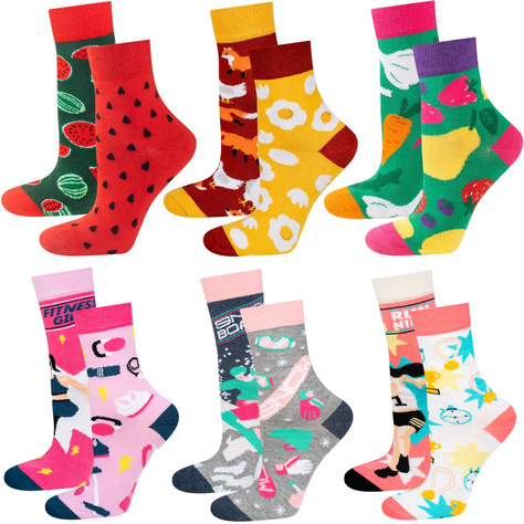 Set in a box 6x Colorful SOXO women's socks pizza