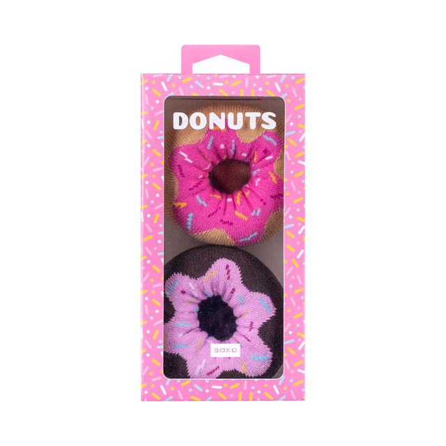 Set of 2x Women's Soxo Donut Socks in a Box | Perfect for a gift | Funny and Happy | pink