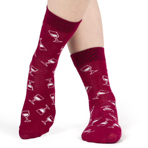 Women's SOXO GOOD STUFF socks with Red Wine  in a bottle