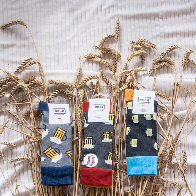 Set of 4x SOXO GOOD STUFF men's socks in a pizza box