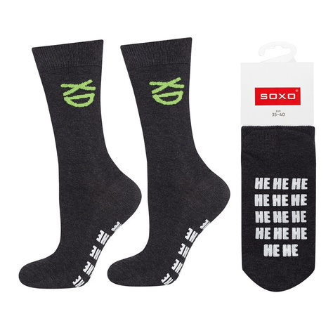 Dark women's long SOXO socks with funny gift inscriptions