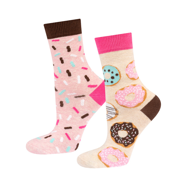 Set of 3x Colorful SOXO women's socks mismatched funny pizza