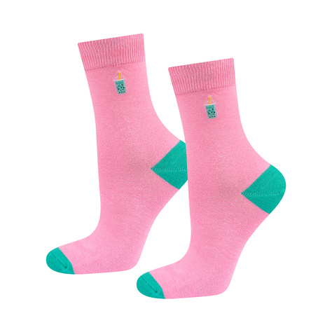 Soxo men's pink Bubble Tea women's socks - 2 Pairs